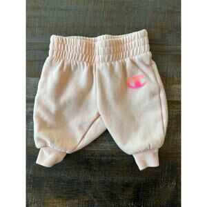 baby girl champion sweatpants light pink size 0-3 months warm joggers logo